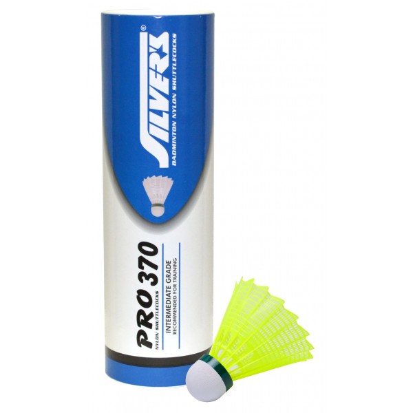Silvers PRO-370 Yellow Nylon Shuttlecocks (Pack of 6)